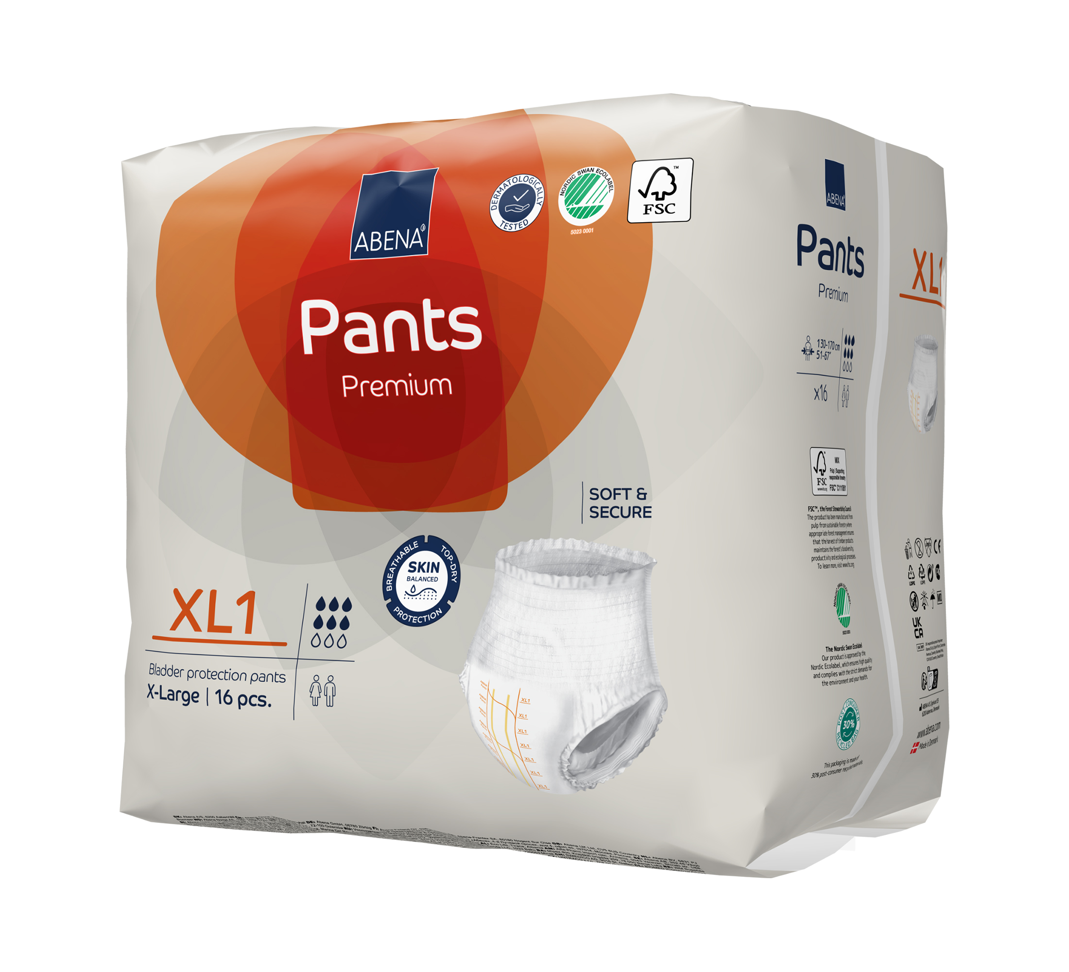 ABENA Pants Premium Einweghosen, XL1, Größe XL, 16 Stk.