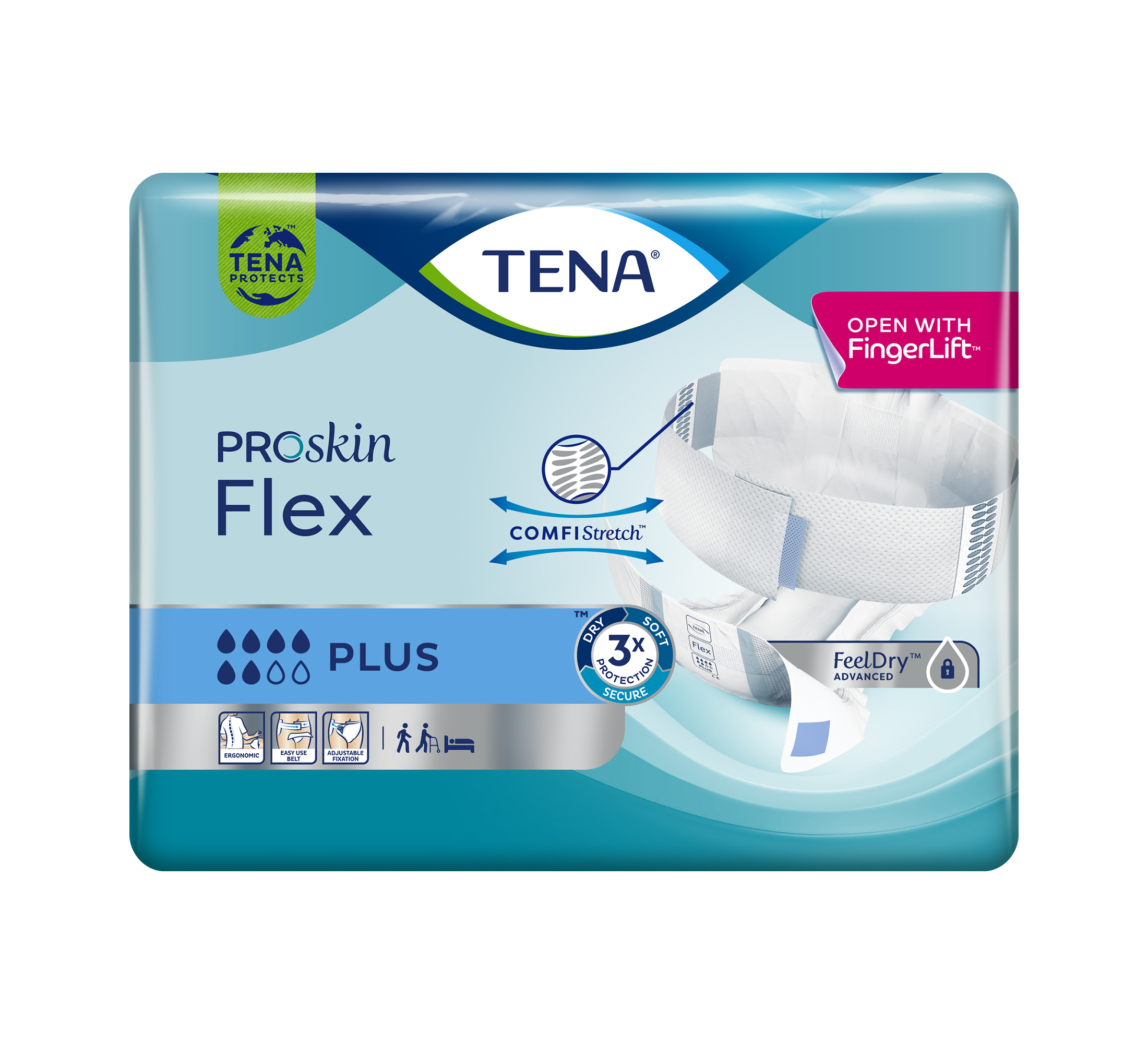 TENA ProSkin Flex Plus Inkontinenzvorlage mit Hüftbund, Saugfähigkeit 6/8, Größe M, 30 Stk.