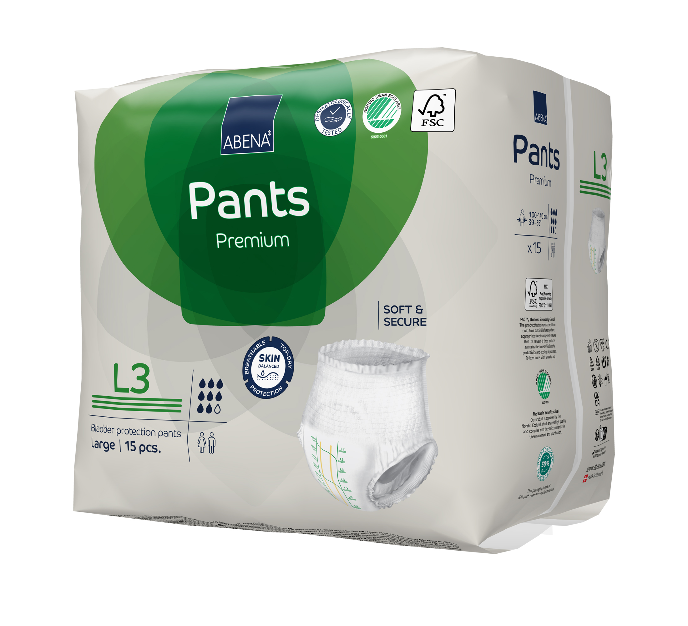 ABENA Pants Premium Einweghosen, L3, Größe L, 15 Stk.