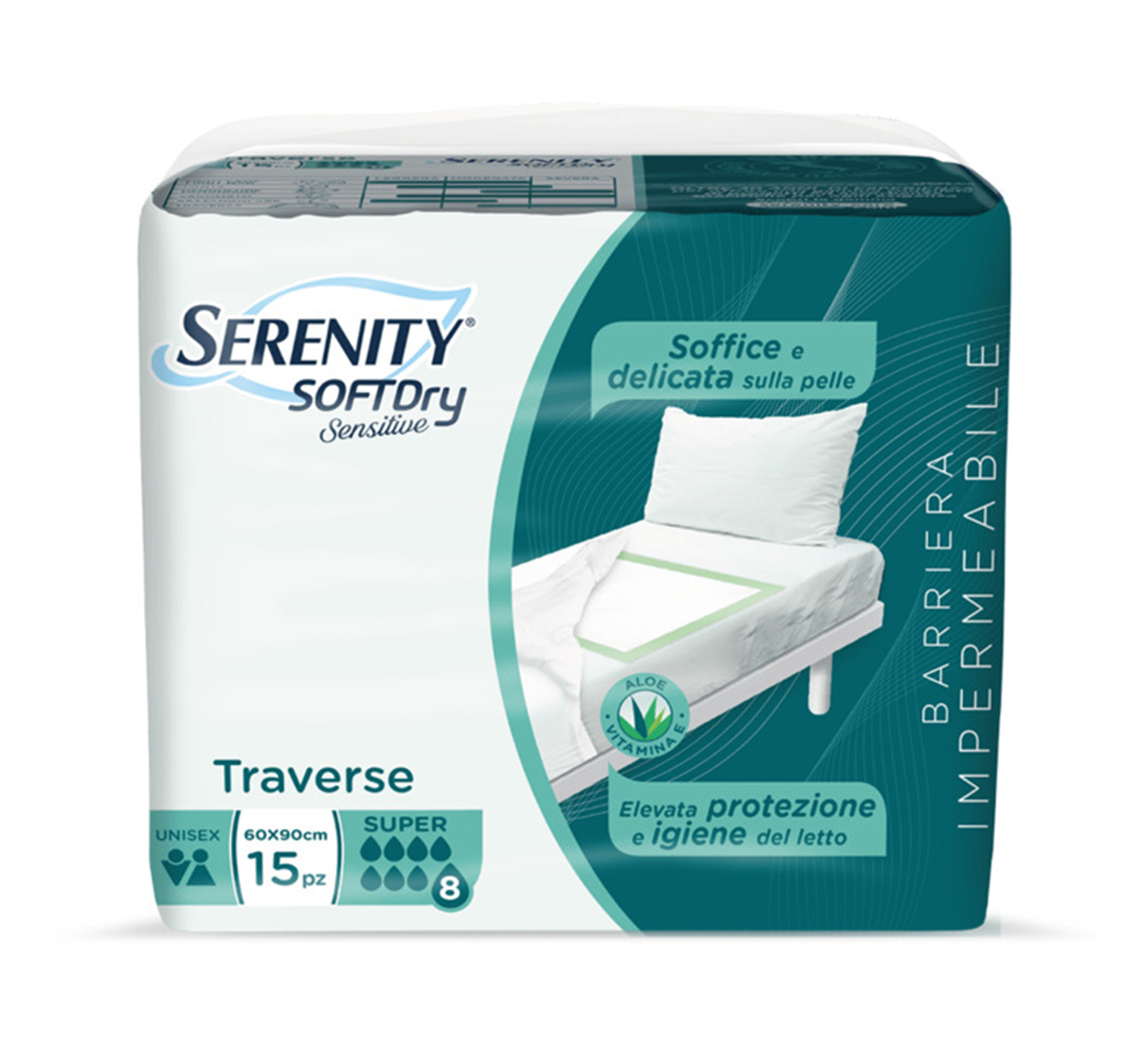 SERENITY SoftDry Sensitive Super traverse assorbenti per incontinenza, 60x90 cm, 15 pz.