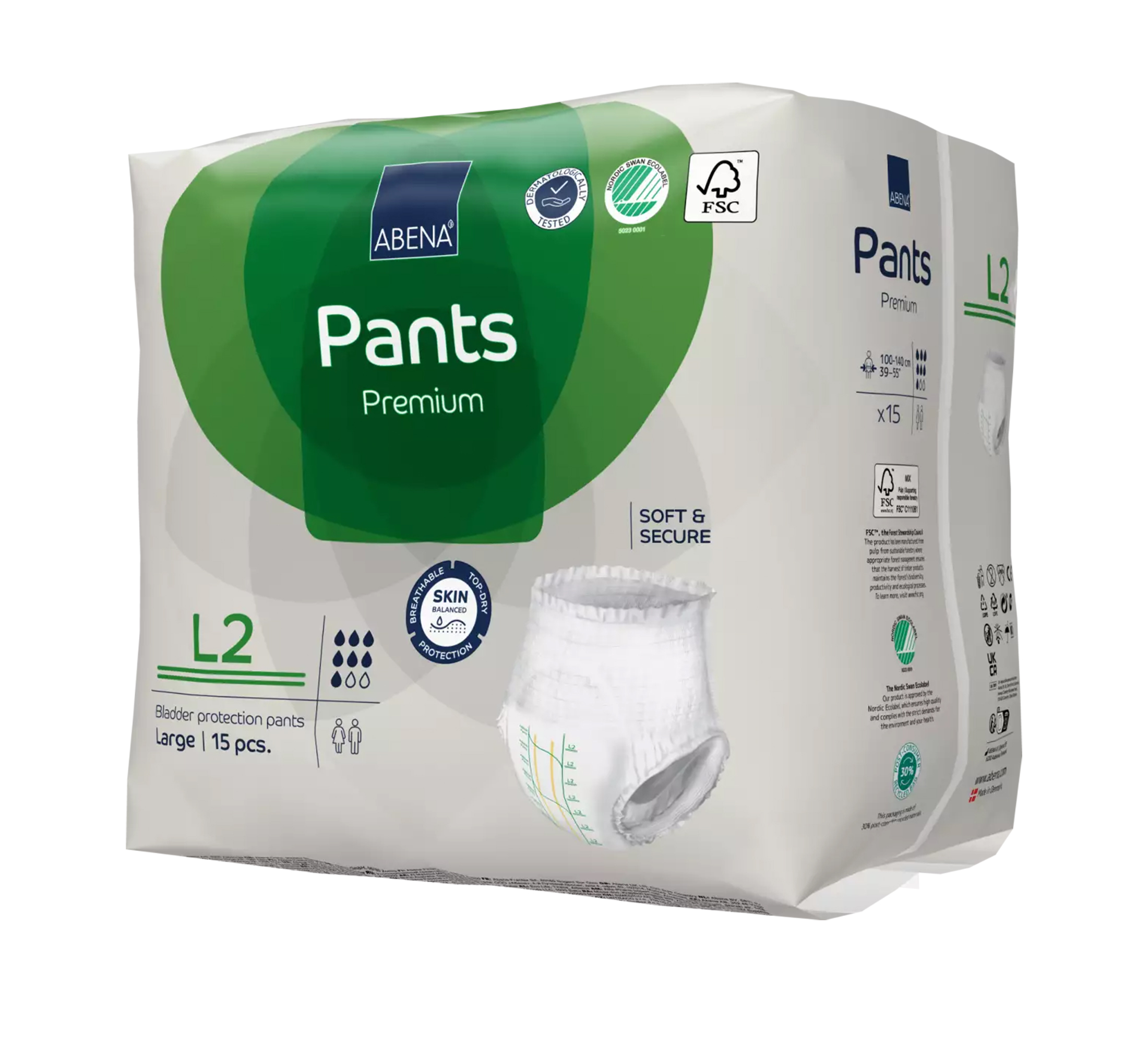 ABENA Pants Premium Einweghosen, L2, Größe L, 15 Stk.
