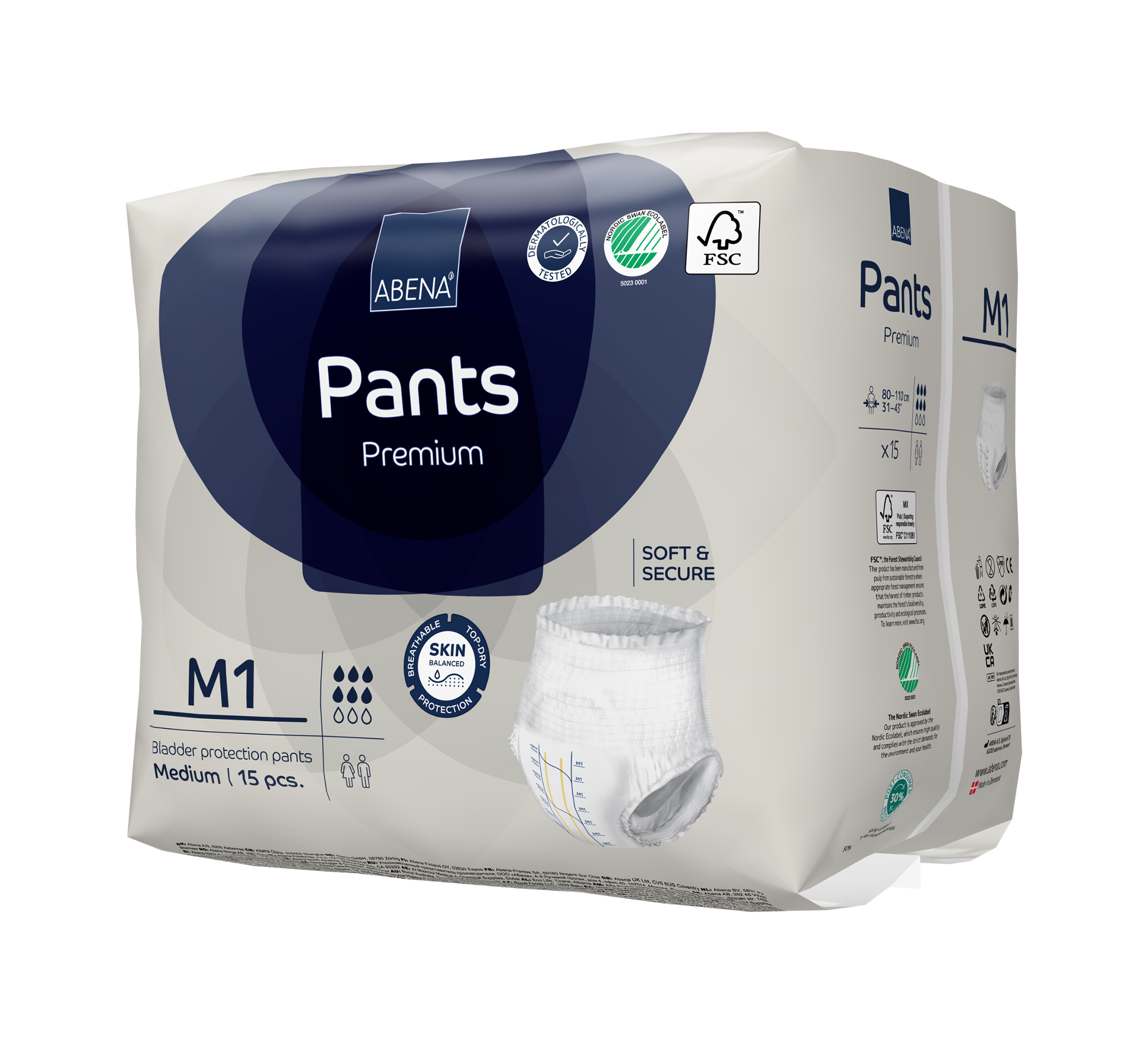ABENA Pants Premium Einweghosen, M1, Größe M, 15 Stk.