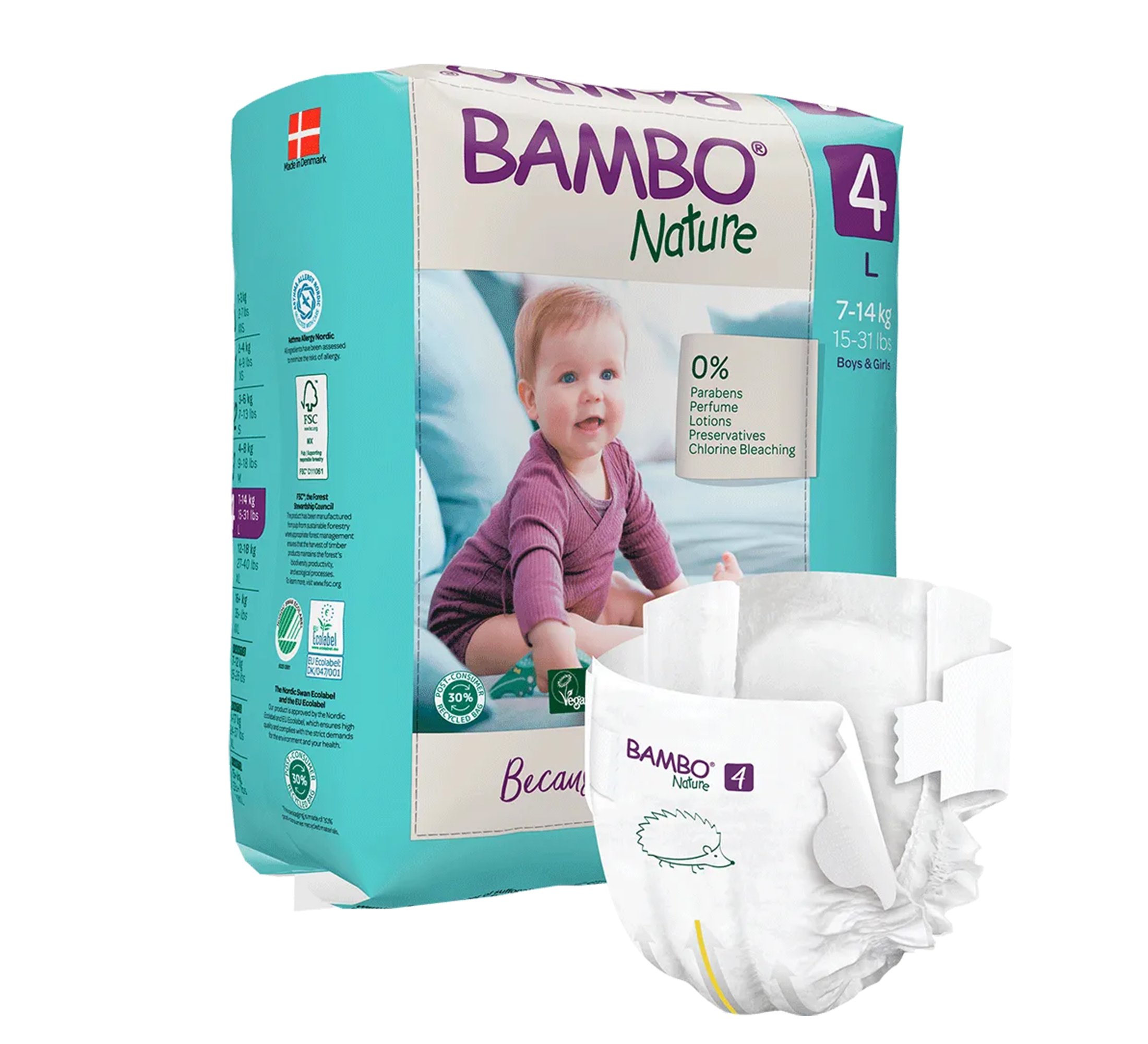 Bambo Nature Eco-Friendly Windeln 4 (7–14 kg), Größe L, 24 Stk.