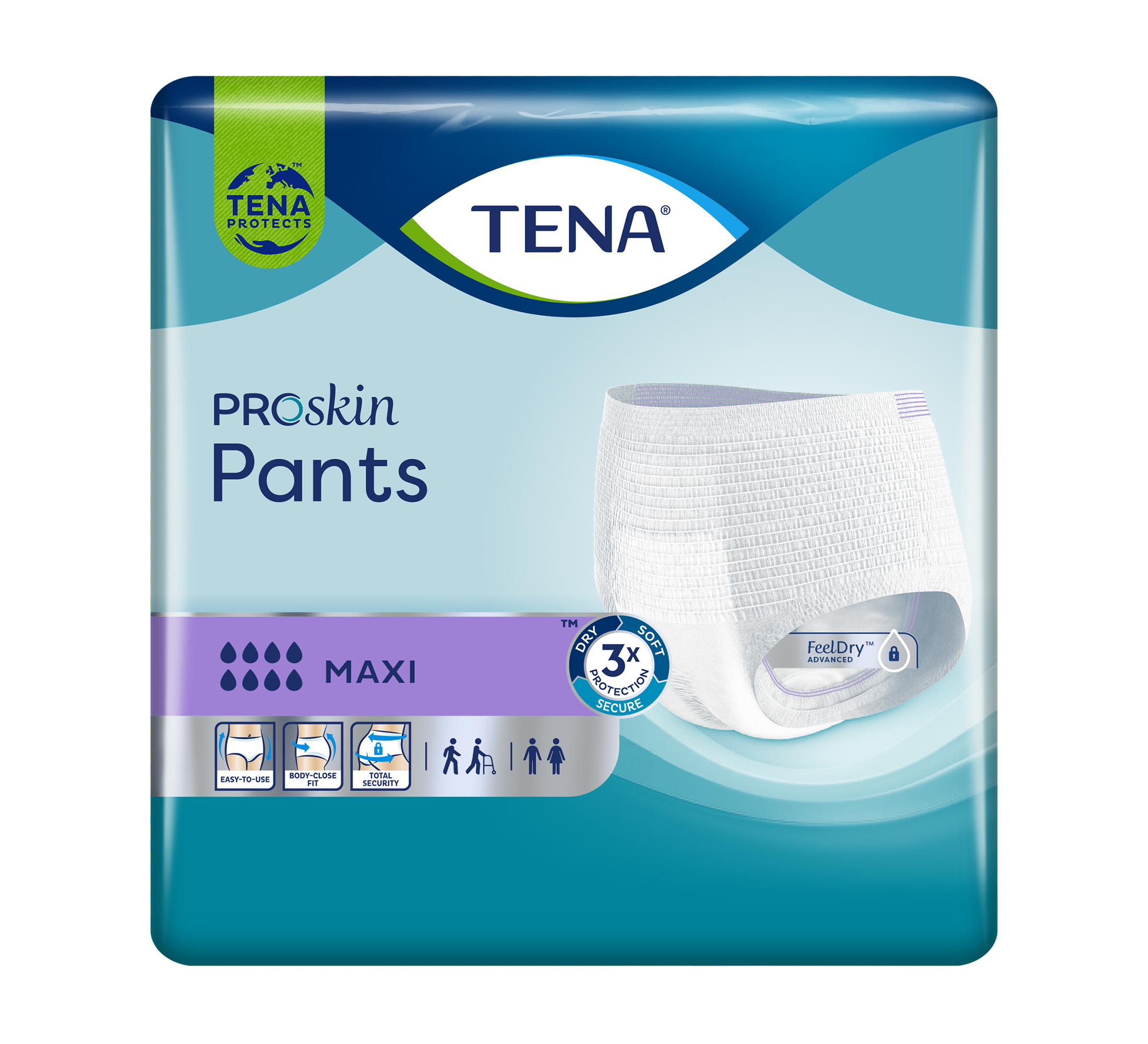 TENA ProSkin Pants Maxi Einweghosen, Saugfähigkeit 8/8, Größe L, 10 Stk.