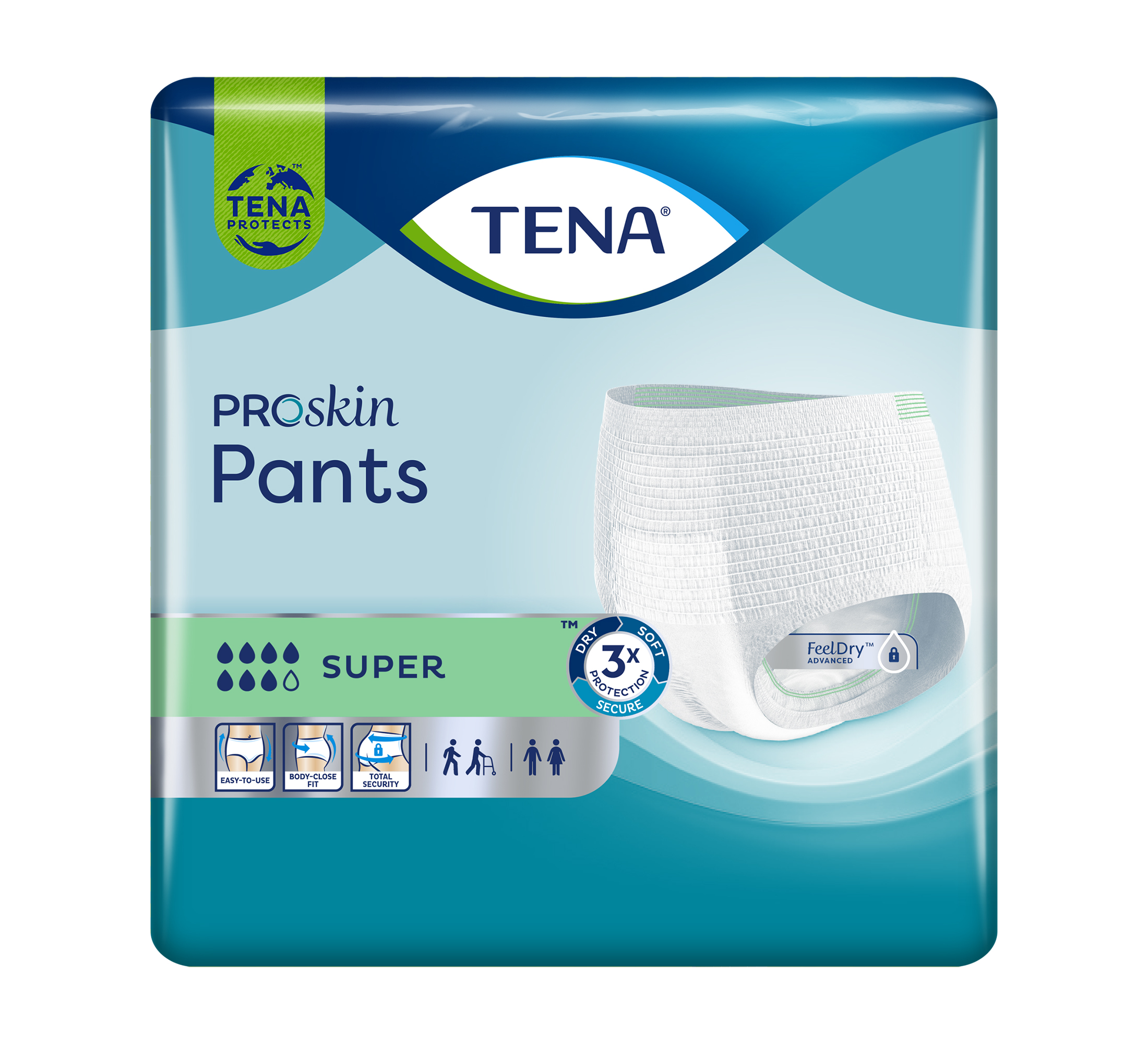 TENA ProSkin Pants Super Einweghosen, Saugfähigkeit 7/8, Größe M, 12 Stk.