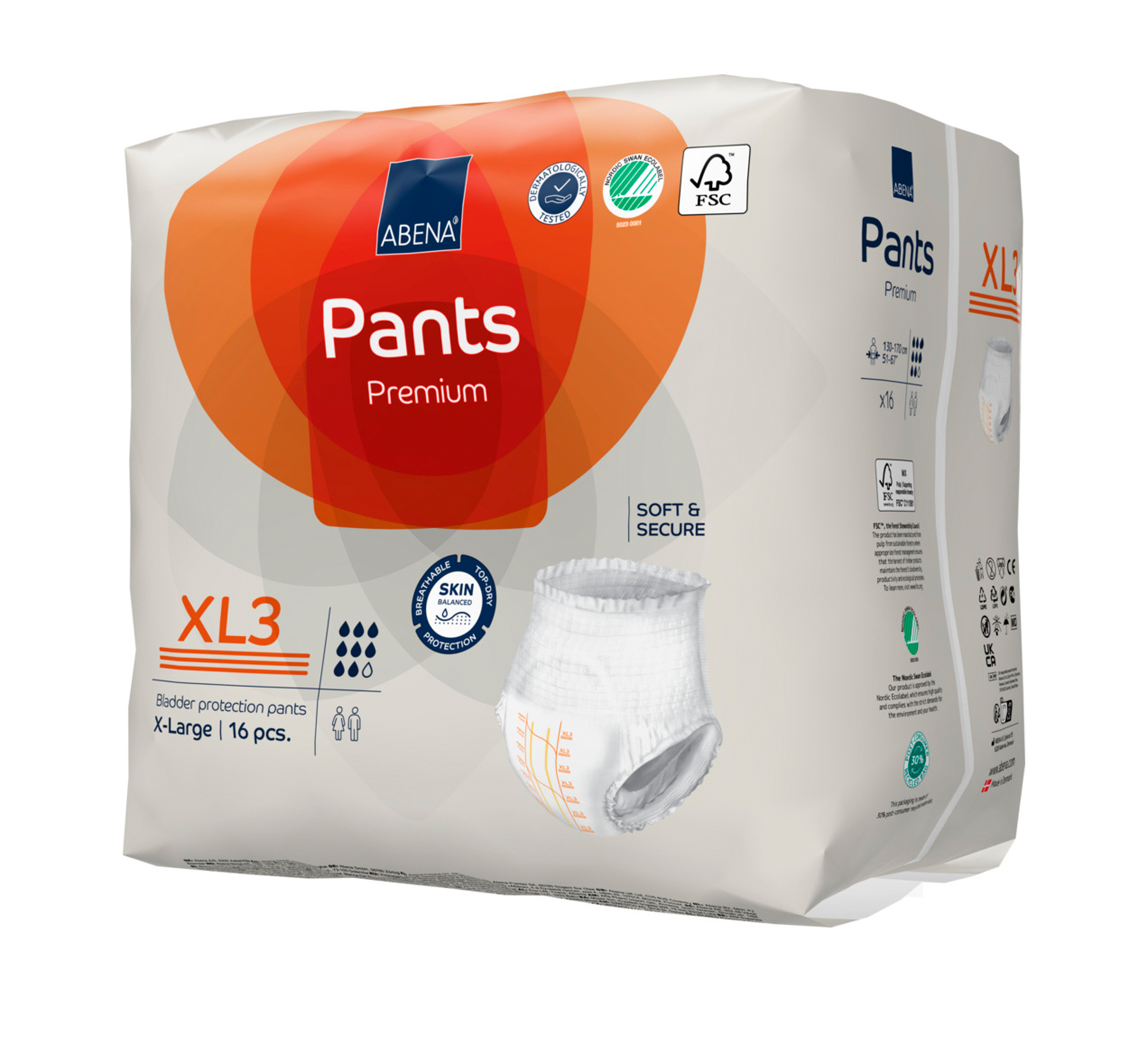 ABENA Pants Premium Einweghosen, XL3, Größe XL, 16 Stk.