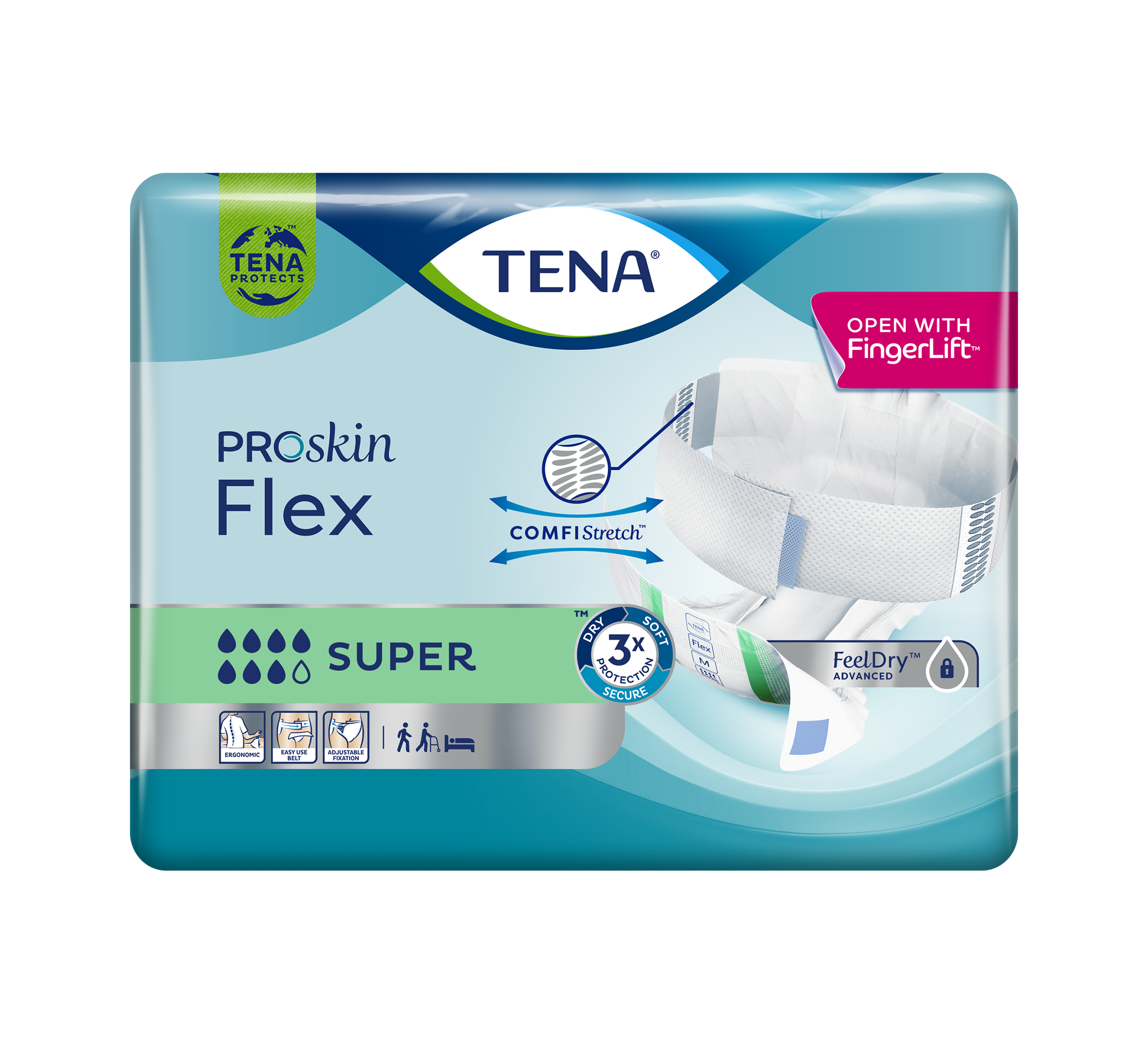 TENA ProSkin Flex Super Inkontinenzvorlage mit Hüftbund, Saugfähigkeit 7/8, Größe XL, 30 Stk.