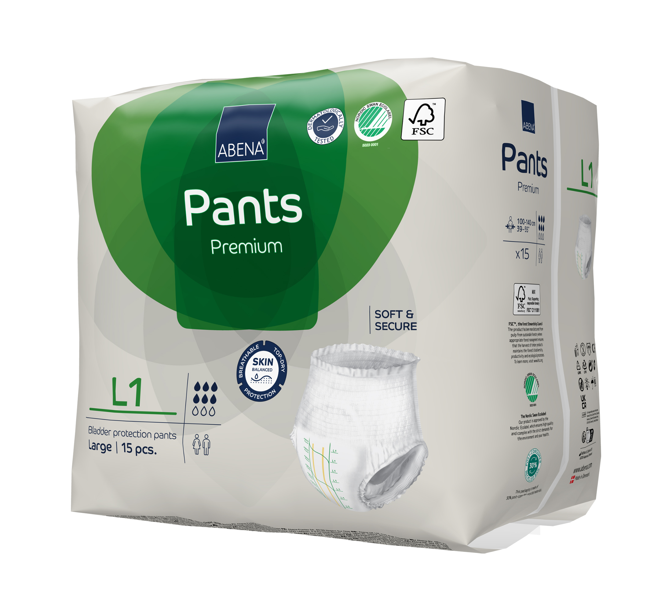 ABENA Pants Premium Einweghosen, L1, Größe L, 15 Stk.