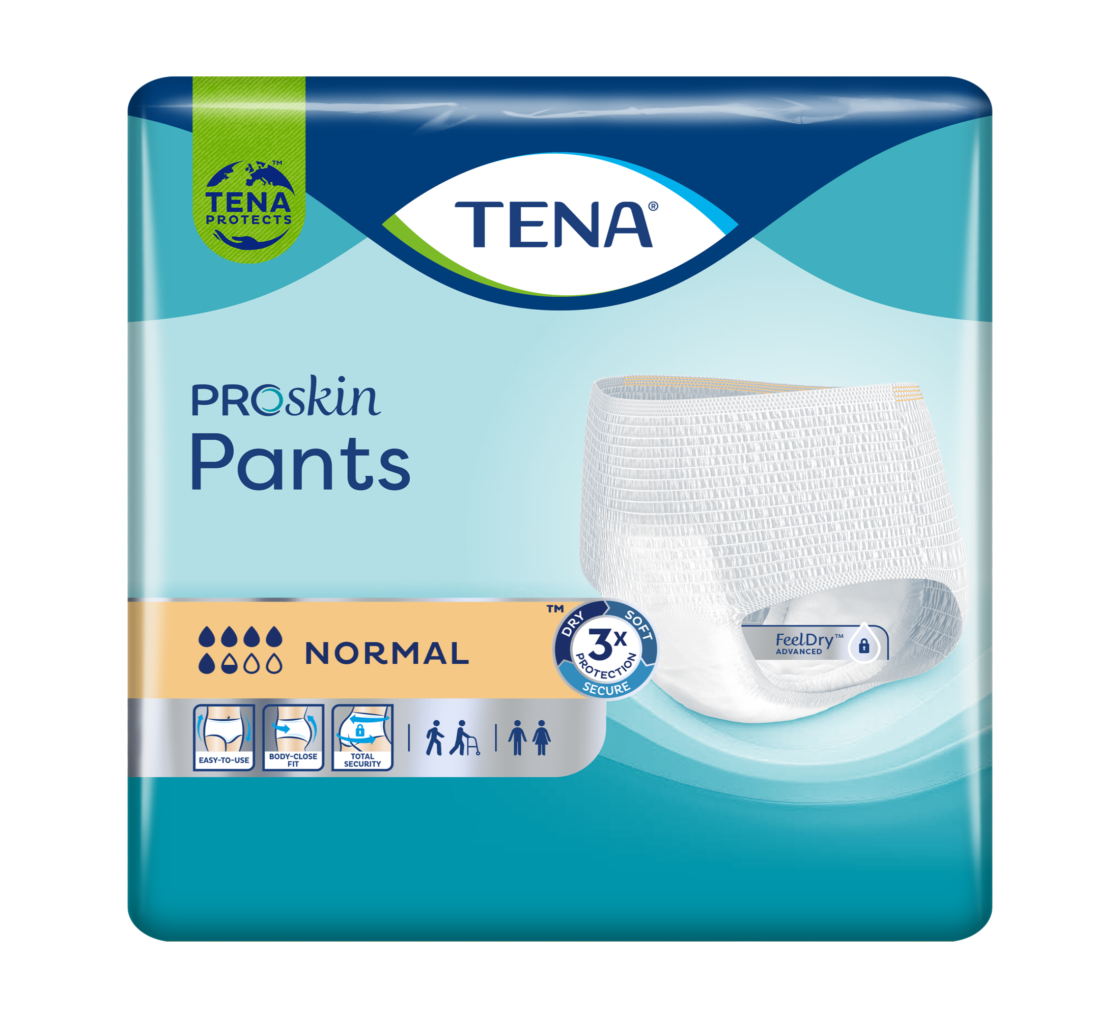 TENA ProSkin Pants Normal Einweghosen, Saugfähigkeit 6/8, Größe M, 18 Stk.