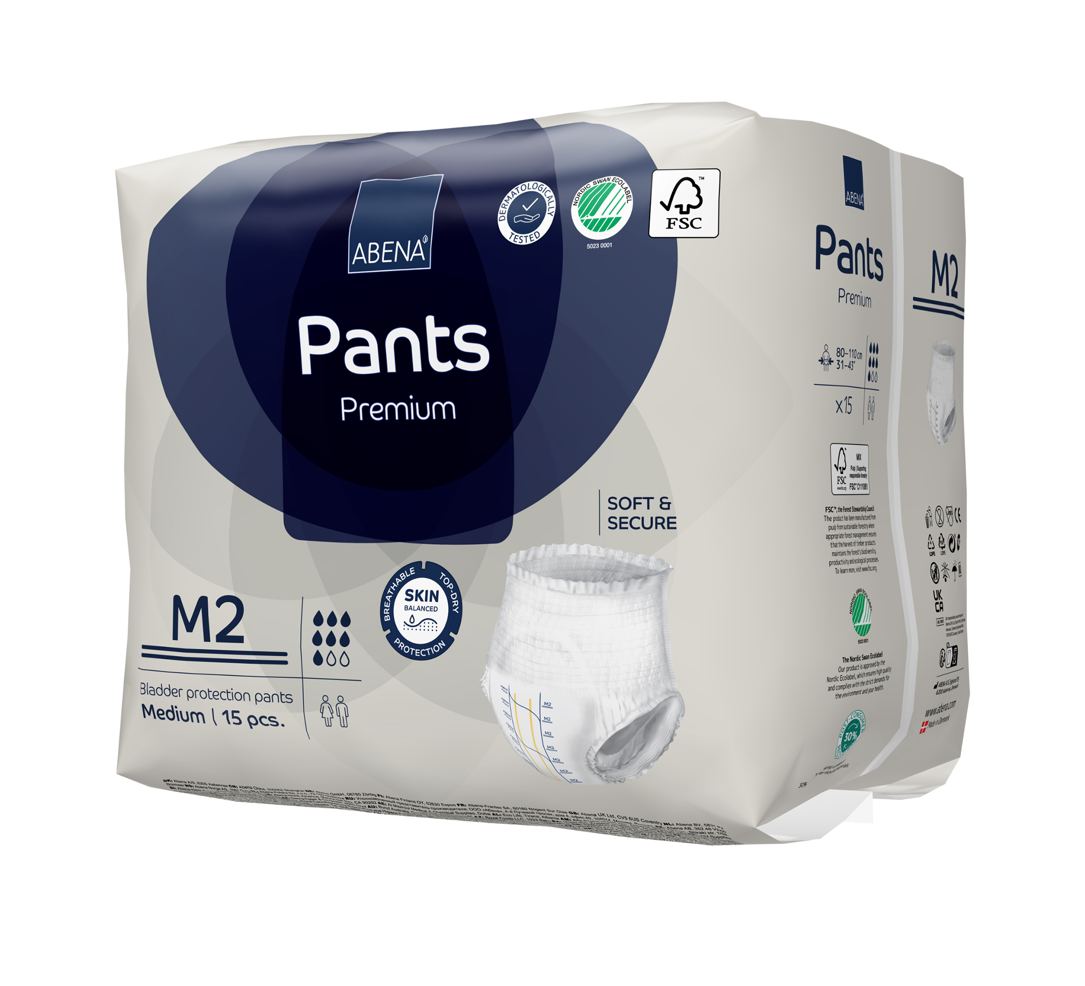 ABENA Pants Premium Einweghosen, M2, Größe M, 15 Stk.