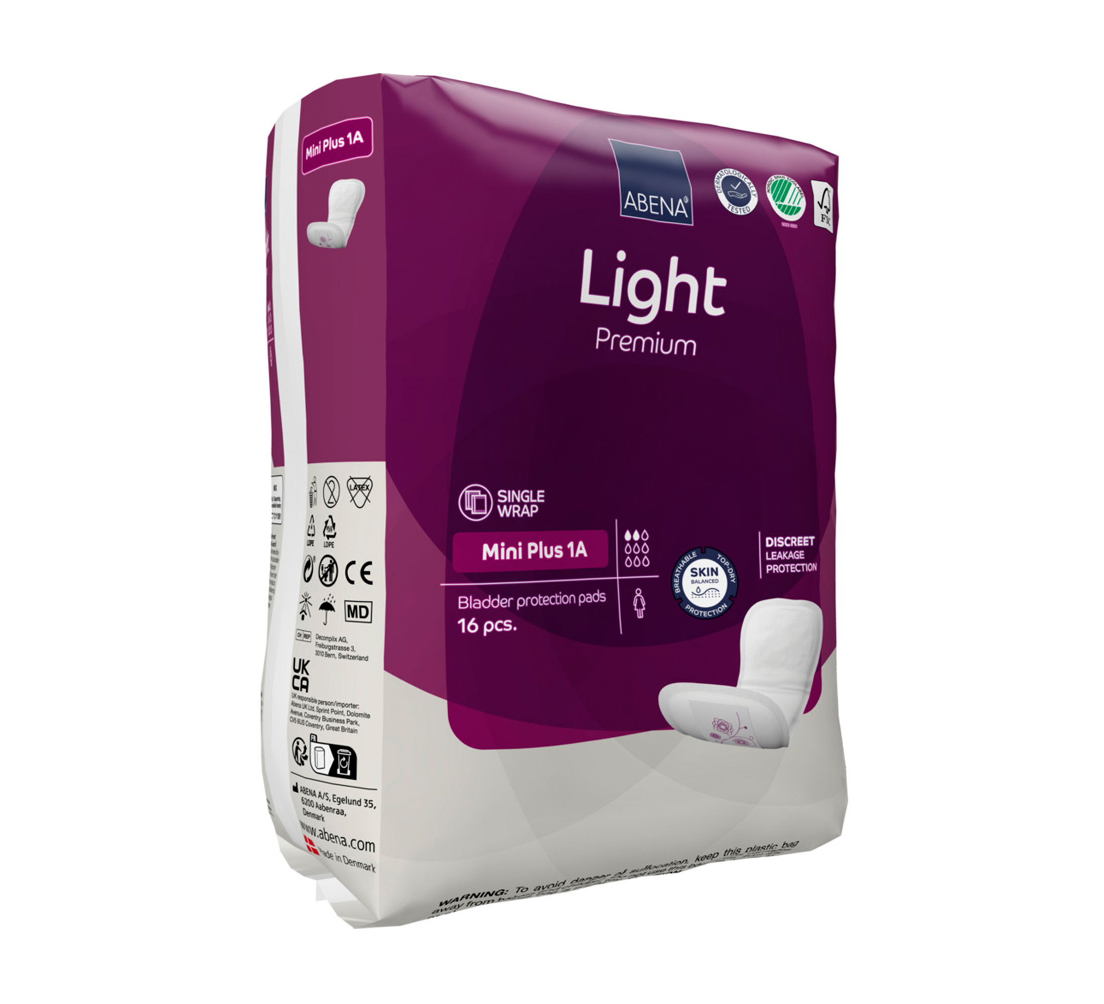 ABENA Light Premium Mini Plus 1A absorbierende Einlage, 16 Stk.