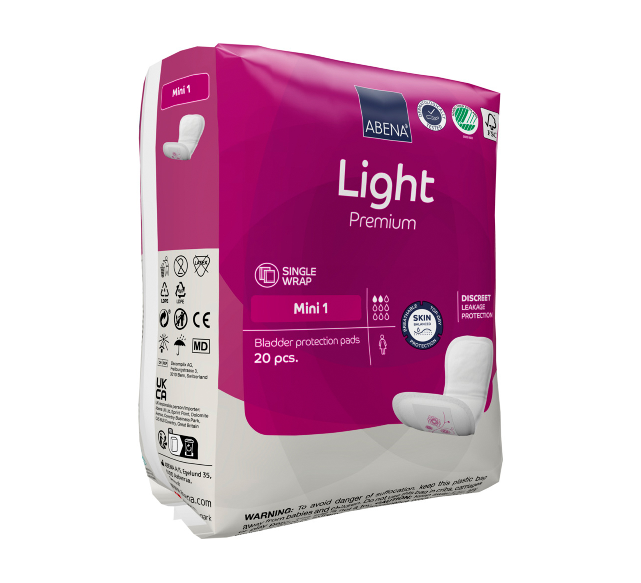 ABENA Light Premium Mini 1 absorbierende Einlage, 20 Stk.