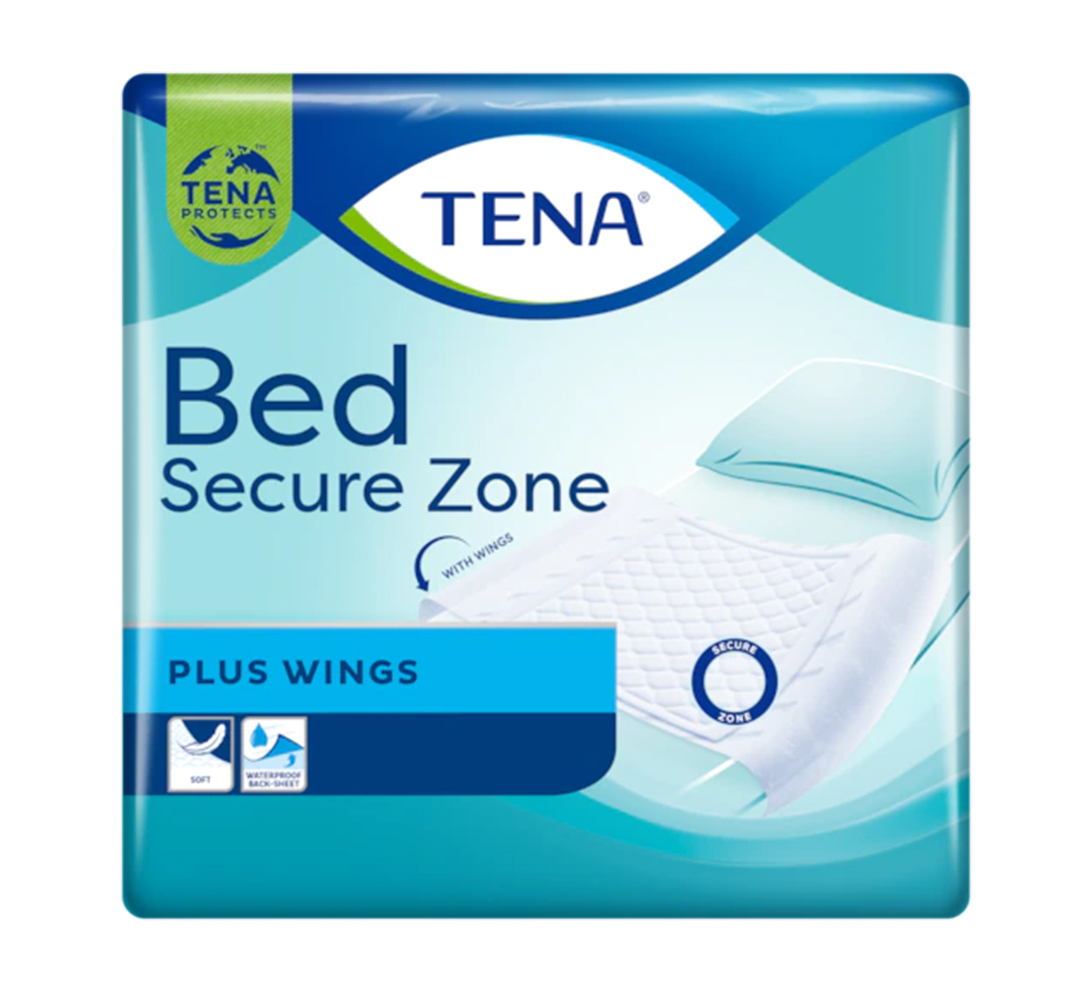 TENA Bed Secure Zone Plus Wings Inkontinenz-Schutzunterlagen, 180x80cm, 20 Stk.