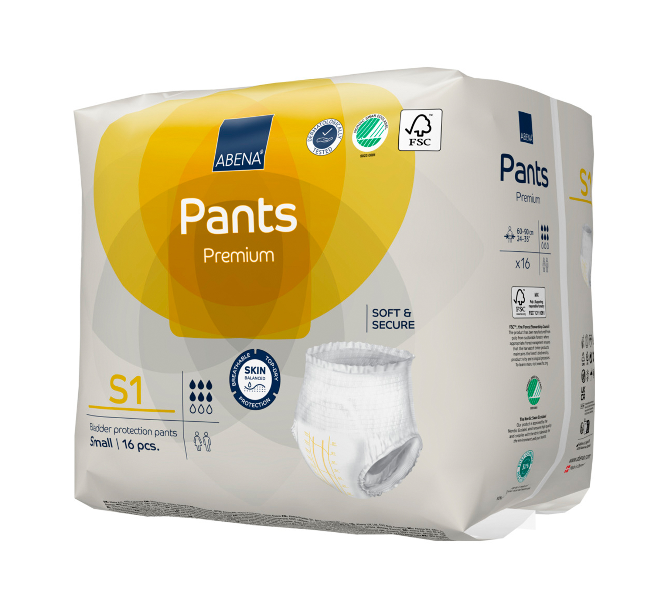 ABENA Pants Premium Einweghosen, S1, Größe S, 16 Stk.