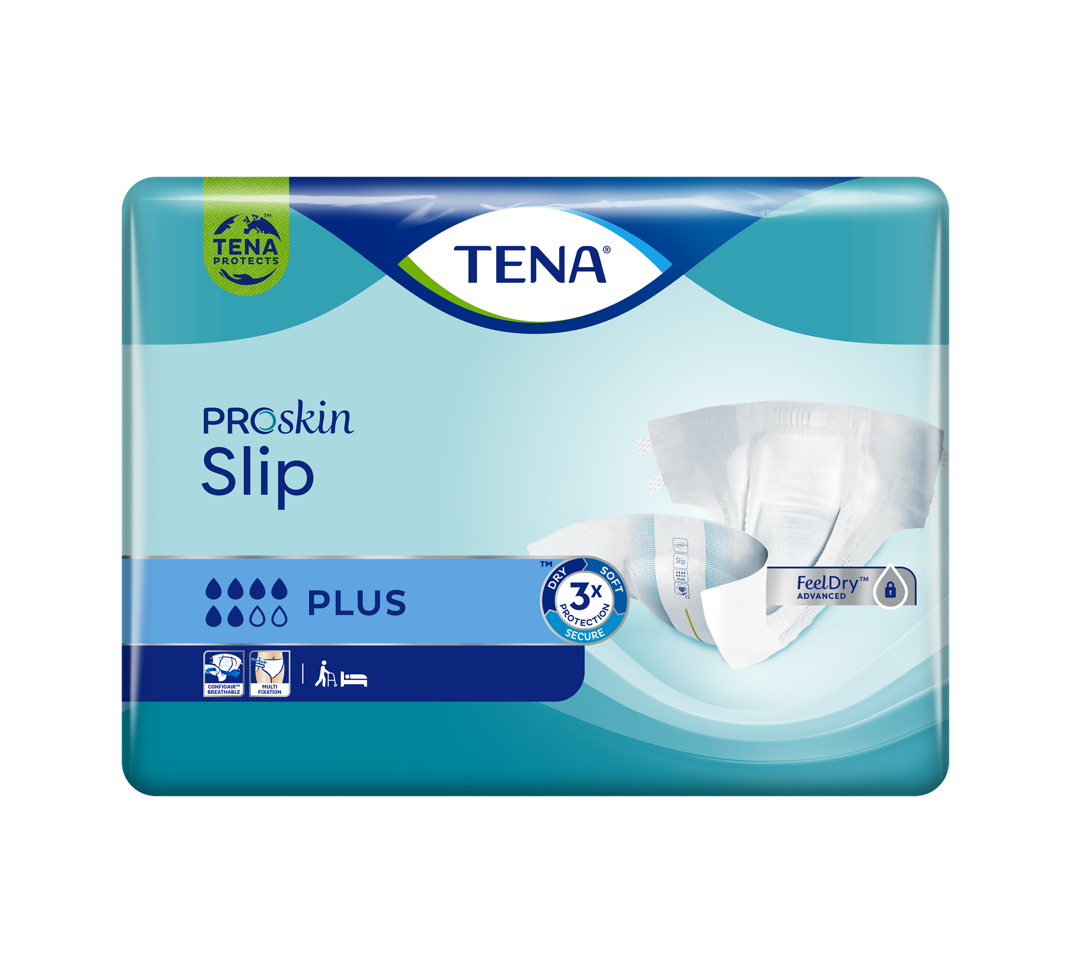 TENA ProSkin Slip Plus Windelhosen, Saugfähigkeit 6/8, Größe L, 30 Stk.